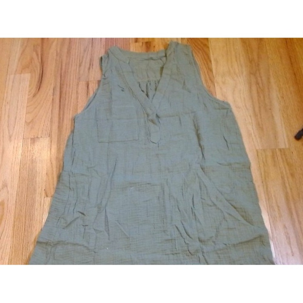 Cupshe-Ling Shirt / Cover Up, S,Sleeveless,Olive Green, Cotton, NEW WITH TAGS
